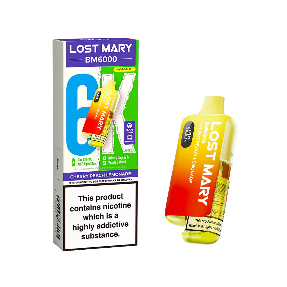 Lost Mary BM6000 Rechargeable Pod Kit 20mg Cherry Peach Lemonade