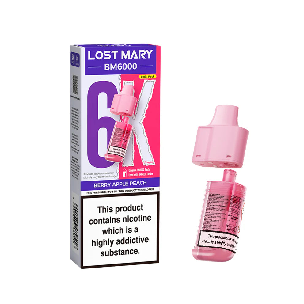 Lost Mary BM6000 Replacement Pods 20mg Berry Apple Peach