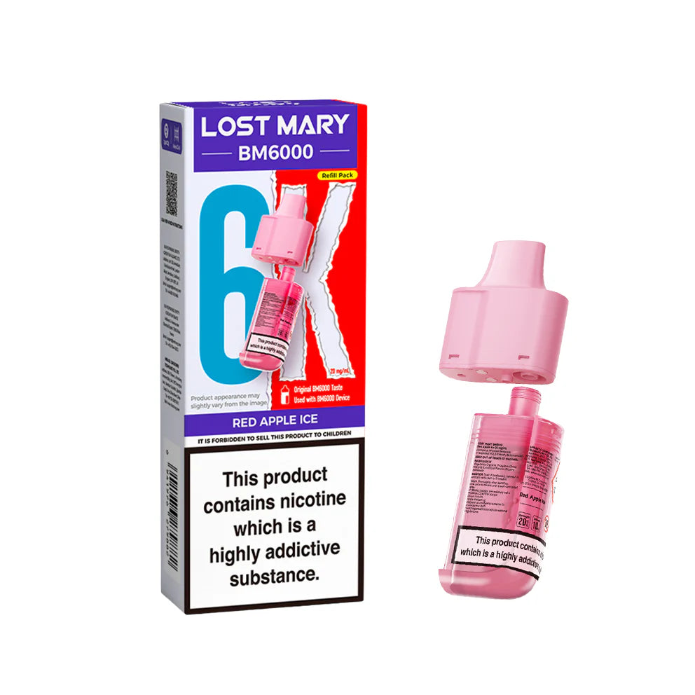 Lost Mary BM6000 Replacement Pods 20mg Red Apple Ice