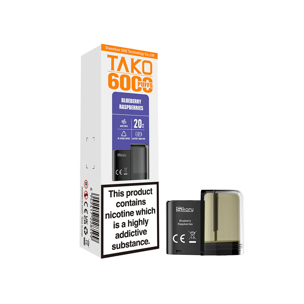 Sikary Tako SP6000 Replacement Pod Blueberry Raspberries 20mg