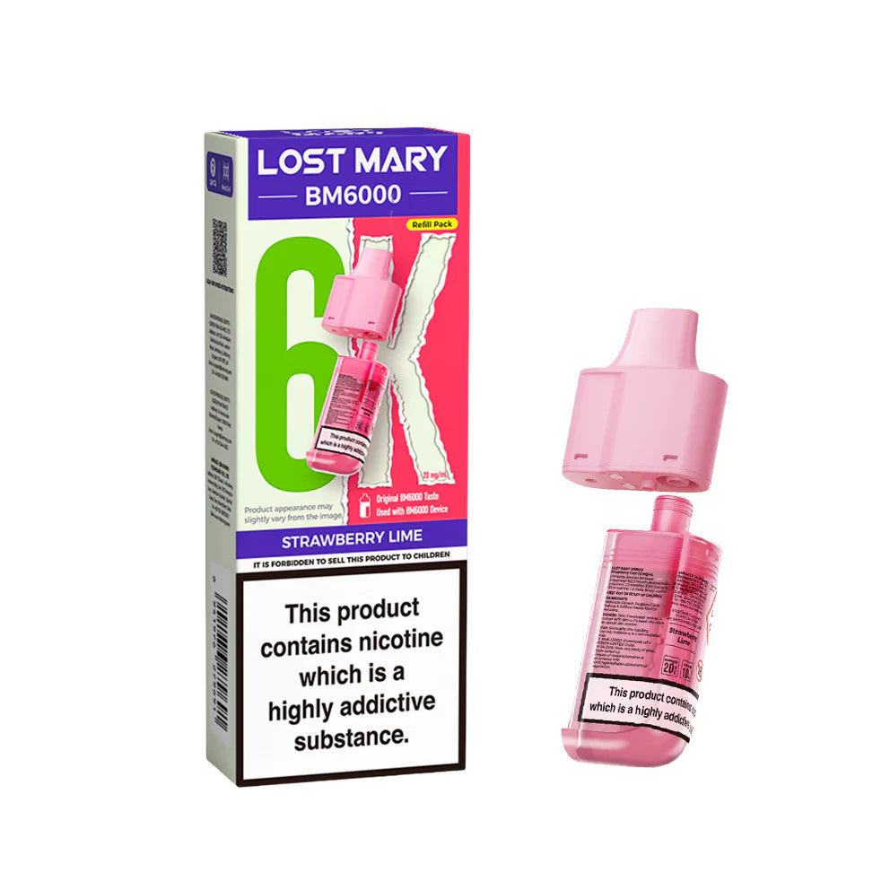 Lost Mary BM6000 Replacement Pods 20mg Strawberry Lime